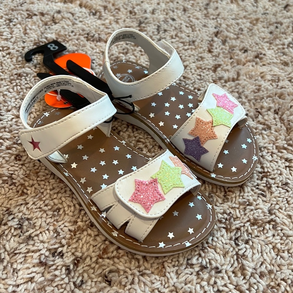 NWT Wonder Nation brand toddler girl’s star sandals size 8 ⭐️